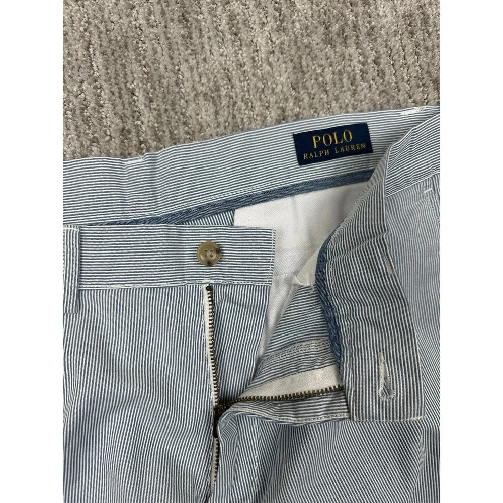 Polo Ralph Lauren Seersucker Shorts Men's 33 Blue White Striped Classic Fit Golf